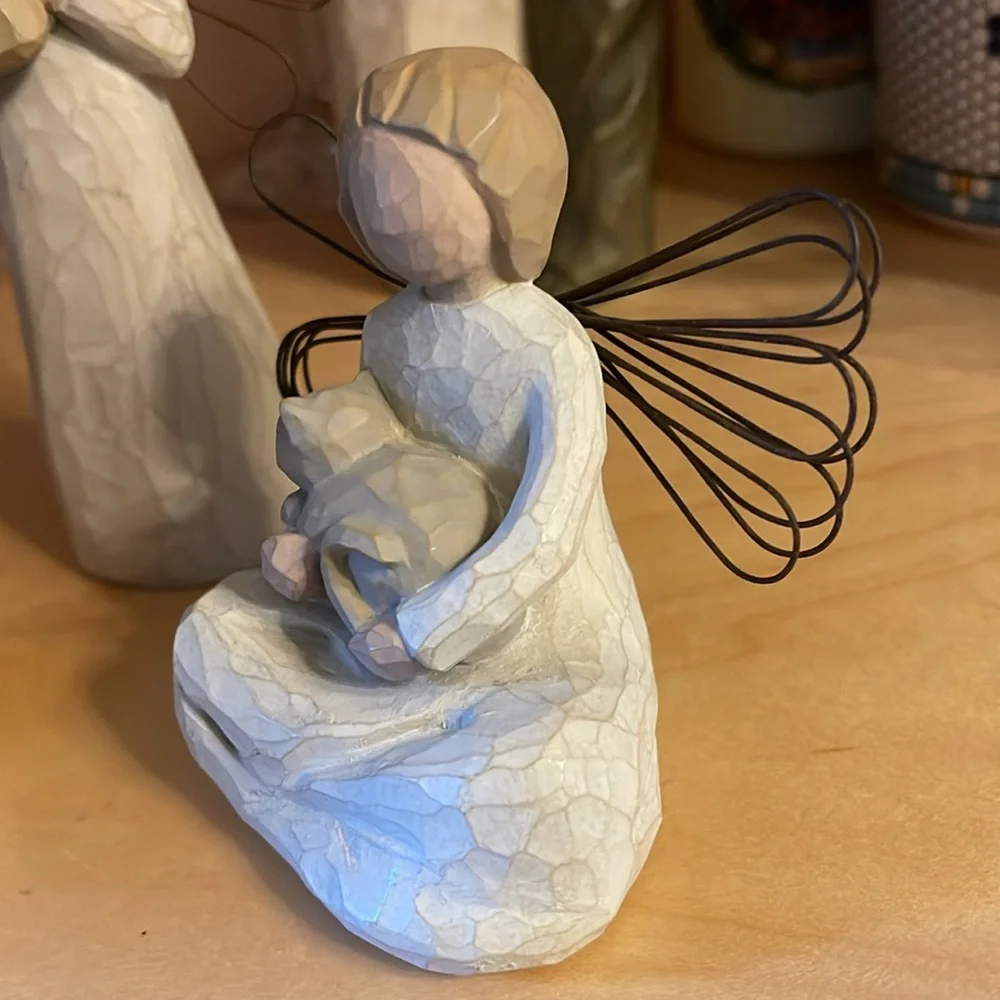 5 Willow Tree Angel Figurines Set for Animals lovers, pets collection